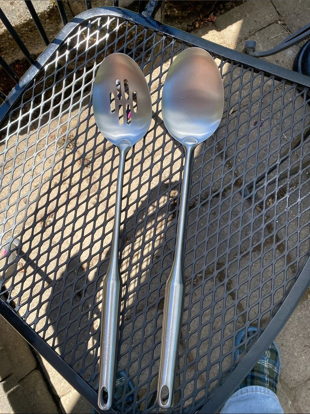 Stainless Steel Serving Spoons - Solid & Slotted Set used like new